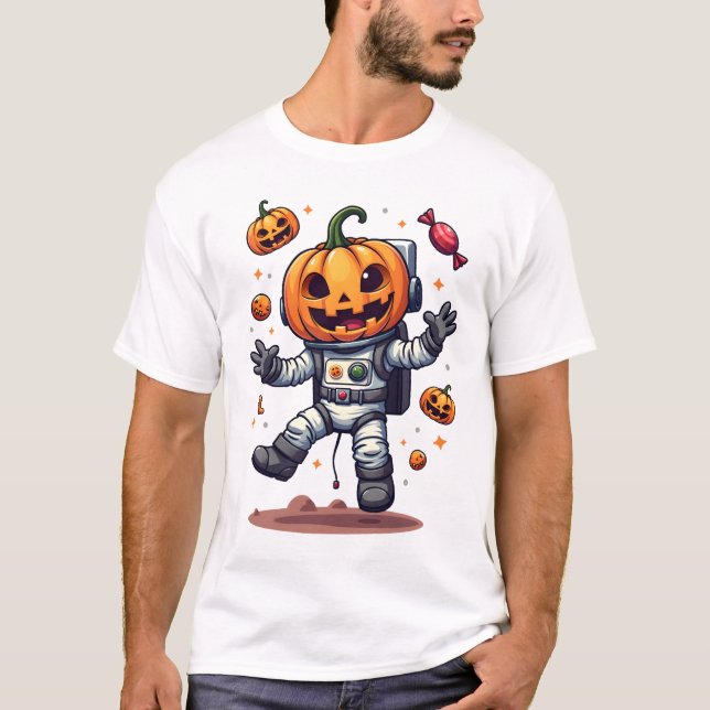 Pumpa Astronaut � Skräckinjagande Rymdutforskare T Shirt (Framsida)