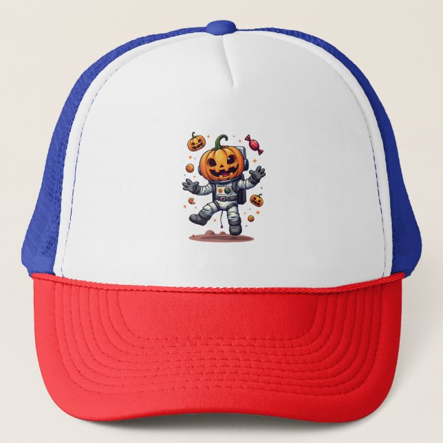 Pumpa Astronaut � Spöklik Rymd Utforskare Tröja Keps (Framsida)