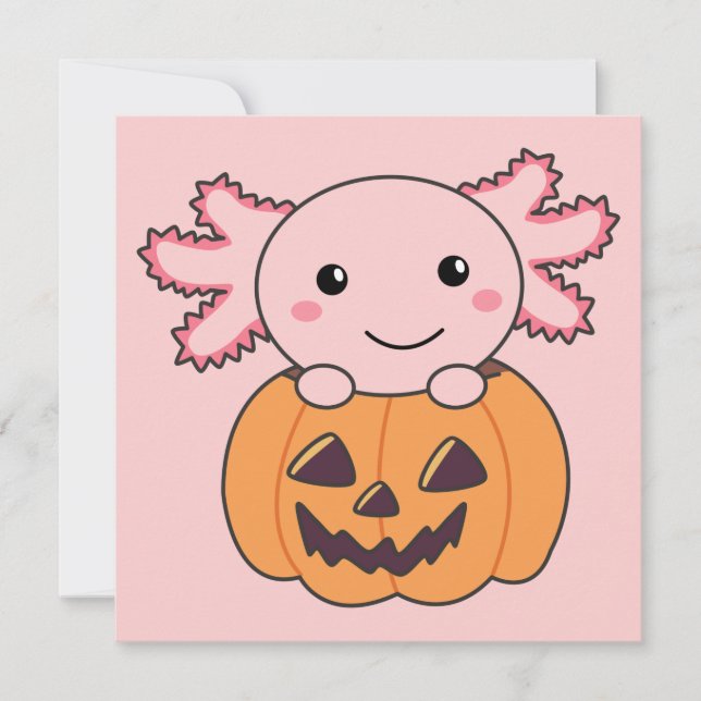 Pumpa Axolotl-älskare Söta Djur För Halloween Inbjudningar (Framsida)