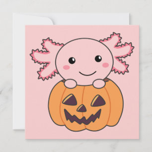 Pumpa Axolotl Älskare Söta Djur För Halloween Inbjudningar