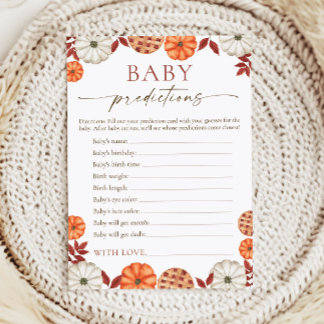 Pumpa Baby Förutsägelser Baby Shower Spel Rådkort