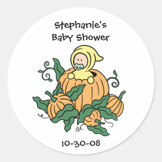 Pumpa Baby Klistermärke - Baby Shower Party Favor