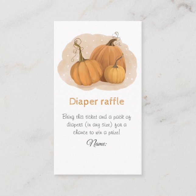 Pumpa Baby Shower Blöja Lotteri Tilläggskort (Framsida)