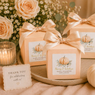 Pumpa Baby Shower Favor Klistermärke Orange Höst