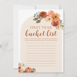 Pumpa Baby Shower Första Året Bucket List Spel Inbjudningar