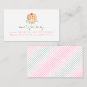 Pumpa Baby Shower Rosa Blommiga Böcker för bebis Tilläggskort