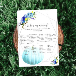 Pumpa Baby Shower Vem är min Mamma | Blå Inbjudningar