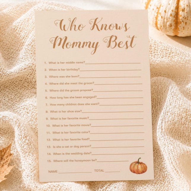 Pumpa Baby Shower Vem Känner Mamma Bäst Spel (Skapare uppladdad)