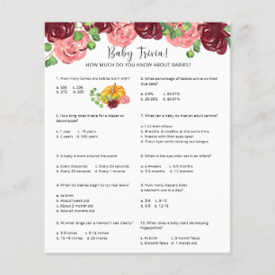 Pumpa Baby Trivia Baby Shower-spel