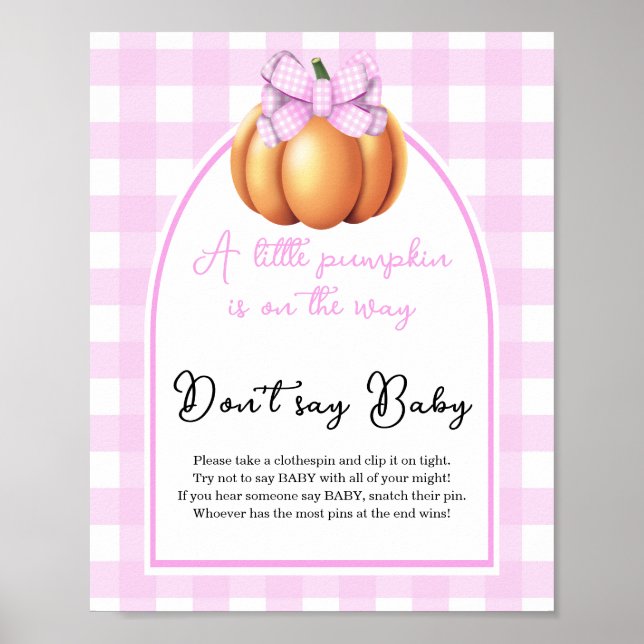 Pumpa båge ark baby shower Säga inte baby Poster (Framsidan)