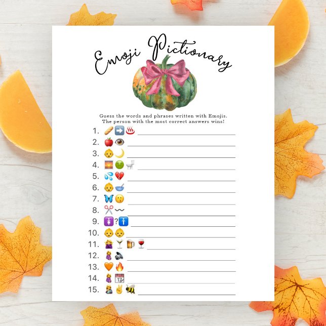 Pumpa-båge baby shower Emoji Pictionary spel  (Skapare uppladdad)