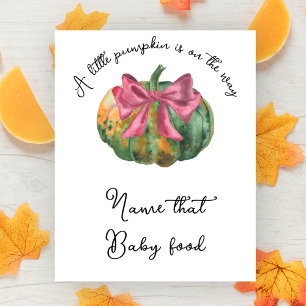 Pumpa-båge baby shower Namnge den där barnmaten Poster