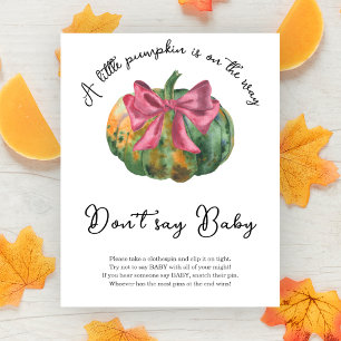 Pumpa-båge baby shower Säga inte baby Poster