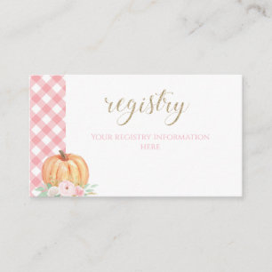 Pumpa Bebis firande Blommig Plaid gåvoregister Tilläggskort