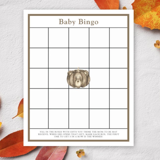 Pumpa björn - Baby shower bingo spel (Skapare uppladdad)