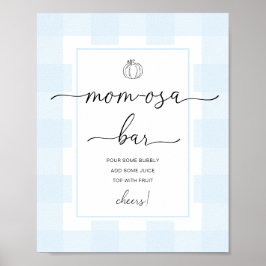 Pumpa Blå Gingham Babyfirande Mom-osa Barskylt Poster