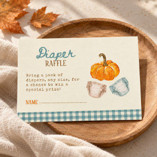 Pumpa blå gingham vintage blöjlotteri tilläggskort