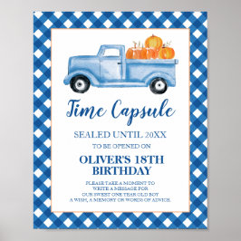 Pumpa Blå Lastbil 1-års Födelsedag Tidskapsel Poster