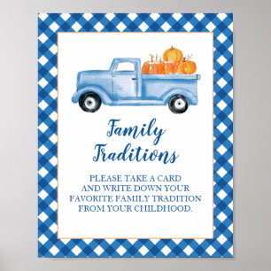 Pumpa Blå Lastbil Baby Shower Familjetraditioner Poster