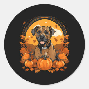 Pumpa Black Mouth Cur Hund Halloween Thanksgiving Runt Klistermärke