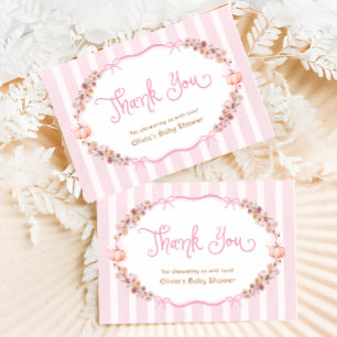 Pumpa Blommig Flicka Baby Shower Tacksamhetskort Tack Kort