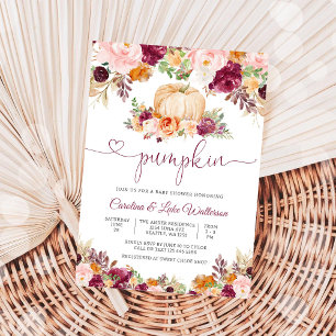 Pumpa Blommig Höst Bebis-bad Invitation Inbjudningar