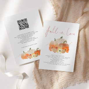 Pumpa Blommor Glitter QR-kod Förälskad Höst Inbjudningar