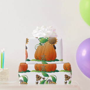 Pumpa Blommor Och Bin Presentpapper