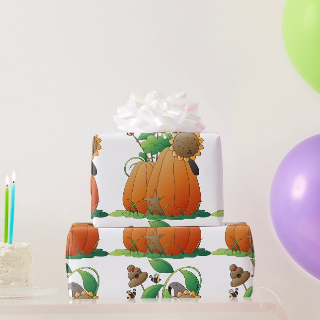 Pumpa Blommor Och Bin Presentpapper (Skapare uppladdad)