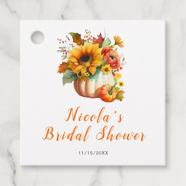 Pumpa Blomsterbukett Bröllopsdusch Gåvor Etiketter (Framsida)