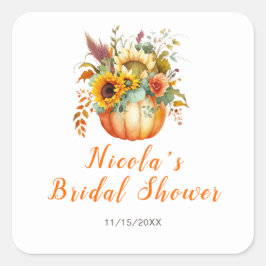 Pumpa Blomsterbukett Bröllopsfest Fyrkantigt Klistermärke