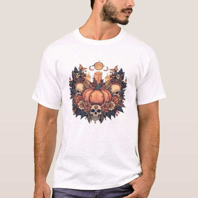 Pumpa Bloom � Höstljus och blomsterharmoni T Shirt (Framsida)