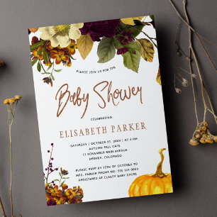 Pumpa boho höst könsneutral babyshower inbjudningar