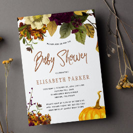 Pumpa boho höst könsneutral babyshower inbjudningar