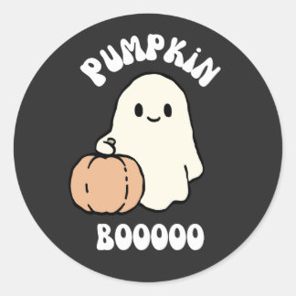 Pumpa Boo Halloween Spöke Söt Skräckinjagande Höst Runt Klistermärke