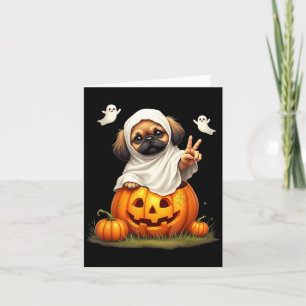 Pumpa Boo Spöke Pekingeser Hund Halloween Dräkt Kort