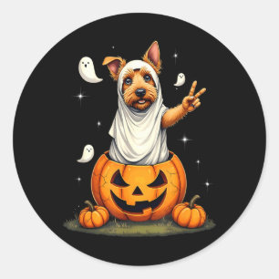 Pumpa Boo Spöke Skotsk Terrier Hund Halloween Runt Klistermärke