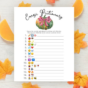 Pumpa bow baby shower Emoji Pictionary spel