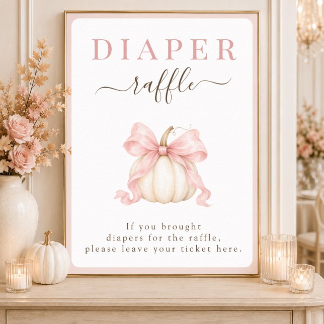 Pumpa Bow Babyflicka Bris Shower Blöja Rafle Skylt (Skapare uppladdad)