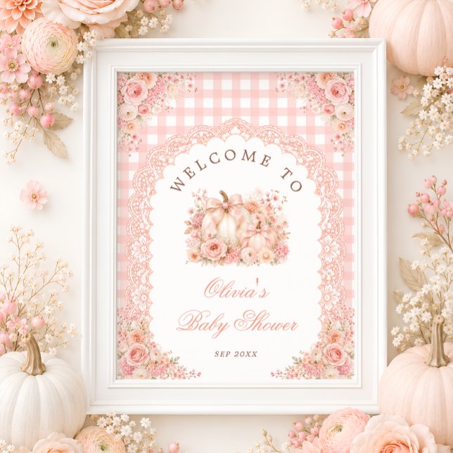 Pumpa Bow Fall Blommig Baby Shower Välkommen Poster (Skapare uppladdad)