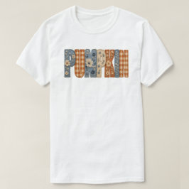 Pumpa Broderad Blommig Gingham Höst Estetik T Shirt
