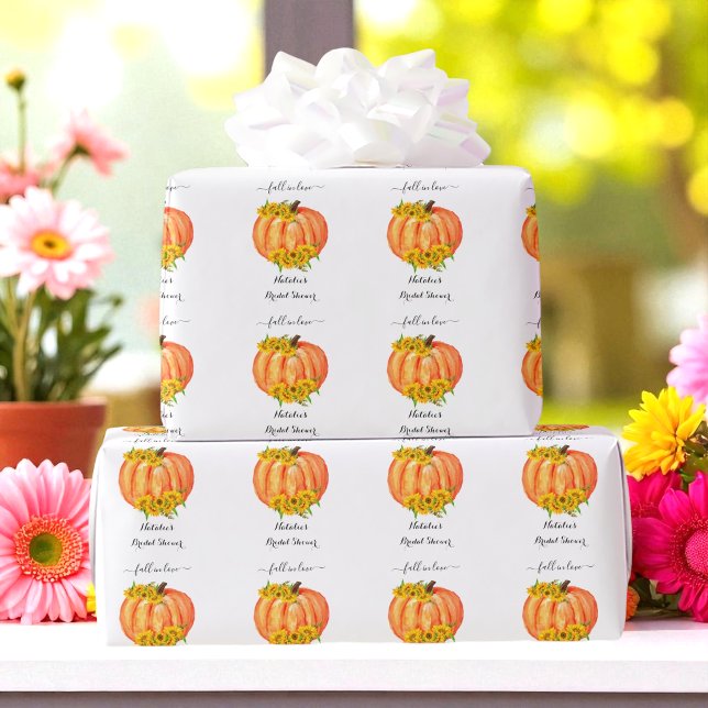 Pumpa Bröllopsdusch Bröllop Orange Vit  Presentpapper (Skapare uppladdad)