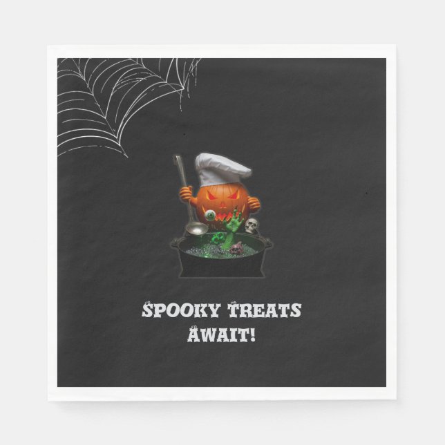 Pumpa Chef Halloweenfest – Kuslig Kittel Pappersservett (Framsidan)