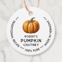 Pumpa chutney etikett med vintagepumpa