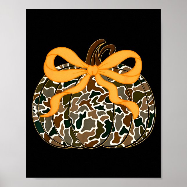 Pumpa Coquette Bow Tackningsdag Höst Löv Poster (Framsidan)