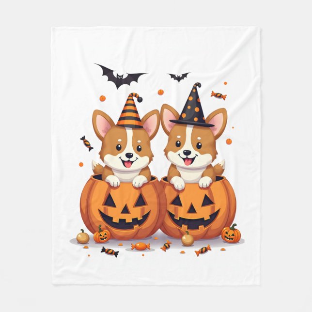 Pumpa Corgi-fest Fleecefilt (Framsidan)