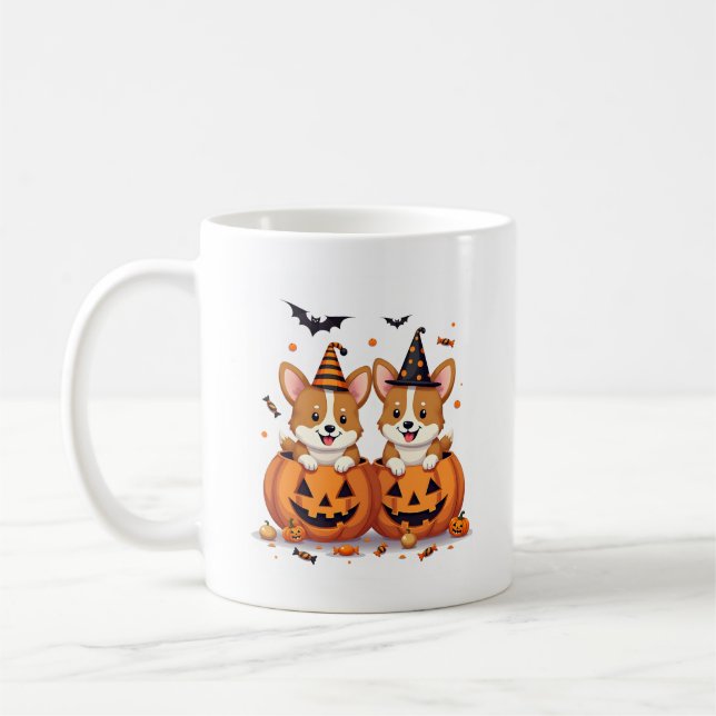 Pumpa Corgi Party Kaffemugg (Vänster)