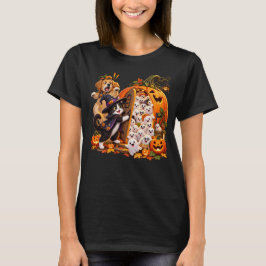 Pumpa Dörr Överraskning: Katt, Hund & Spöken Hallo T Shirt