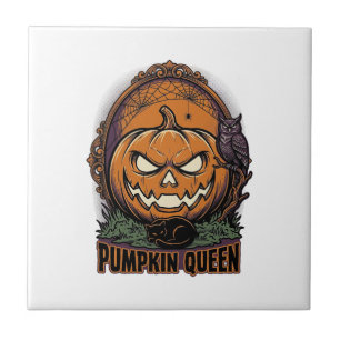 Pumpa Drottning Tröja Vintage Halloween Jack O Lan Kakelplatta