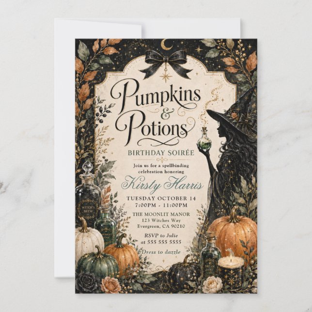 Pumpa & drycker Halloween födelsedag Inbjudningar (Framsida)
